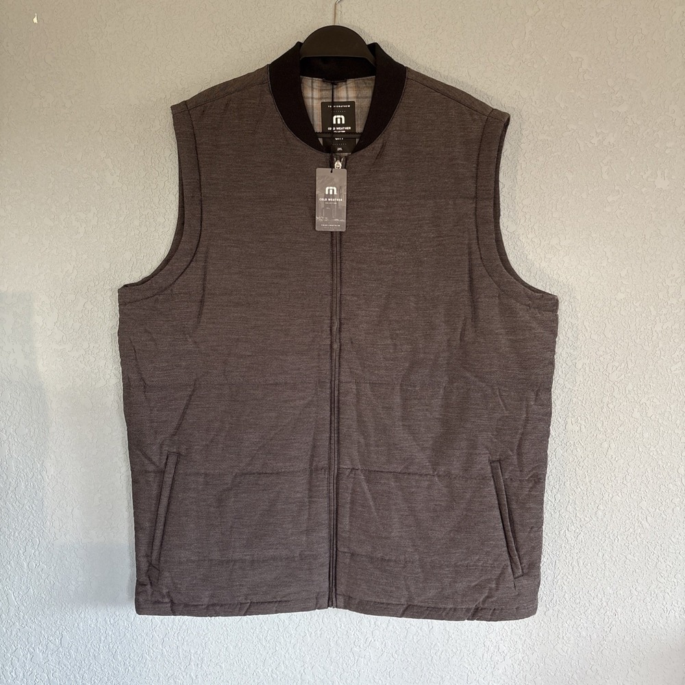 NEW Travis Mathews Golf Insulated Climate Drop Quilted Vest Full Zip Mens 2XL